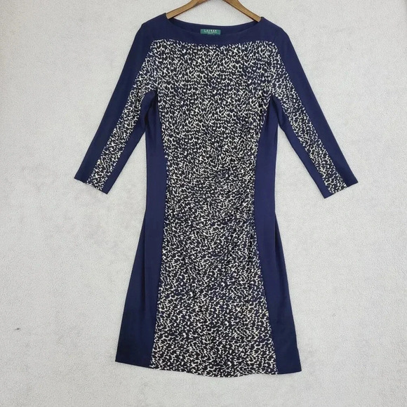 Lauren Ralph Lauren Womens Sheath Midi Dress  Abstract Print Size 12  11CT - Picture 1 of 9